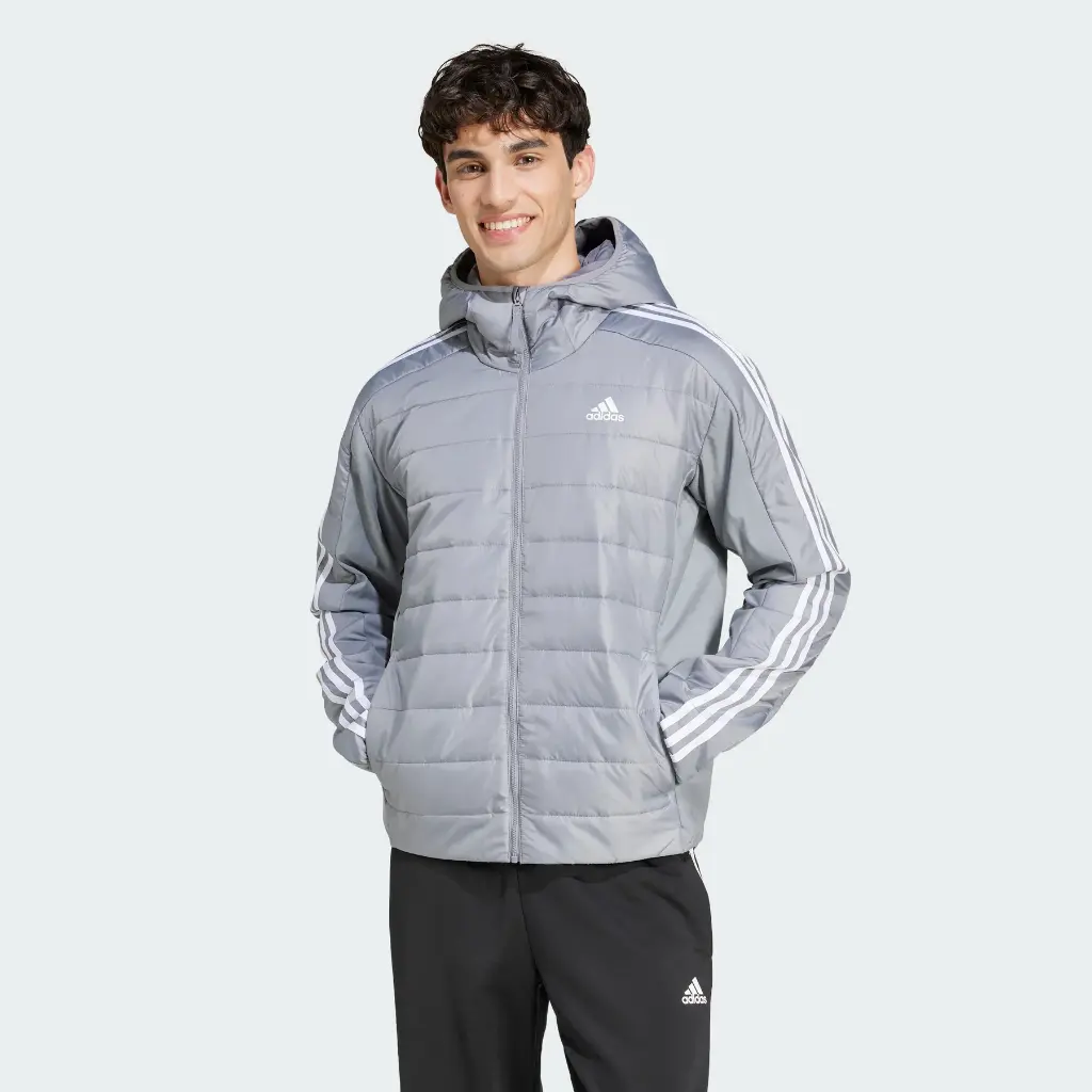 ADIDAS - Chaqueta híbrida con capucha y aislamiento de 3 rayas Essentials para hombre