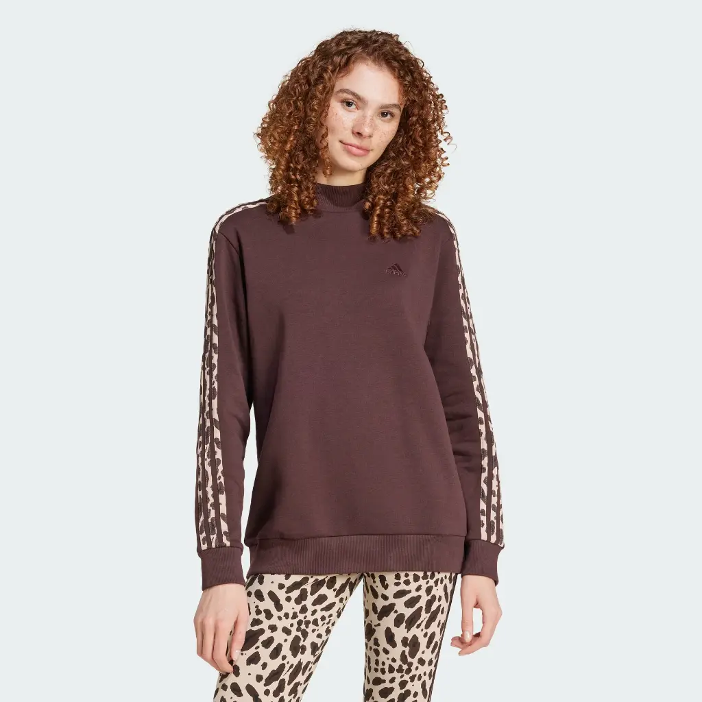 ADIDAS - Sudadera Essentials con estampado animal de 3 rayas para mujer