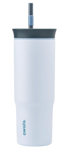 Owala Vaso de viaje aislado de acero inoxidable de triple capa con tapa resistente a derrames y popote