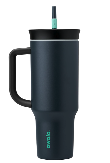 Owala Vaso de viaje aislado de acero inoxidable de triple capa con tapa resistente a derrames y popote
