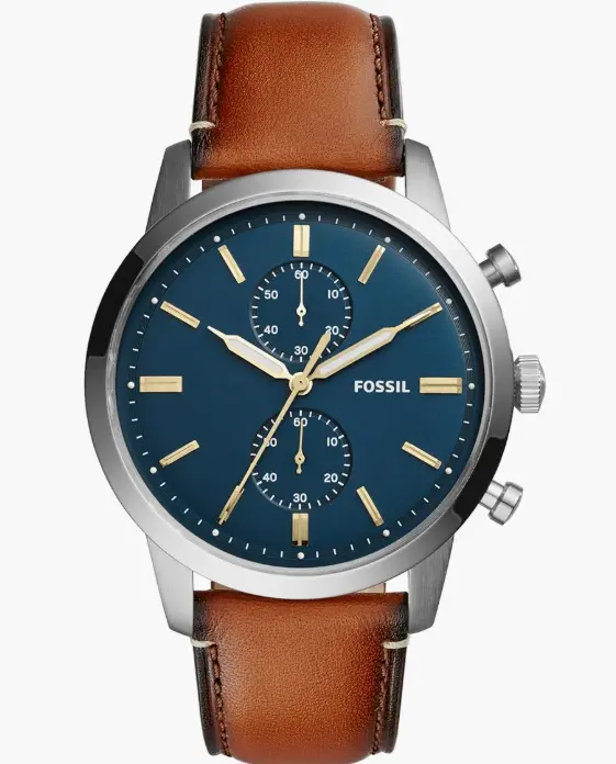 Fossil Townsman - Reloj cronógrafo de cuarzo, casual, de acero inoxidable y cuero, para hombre.