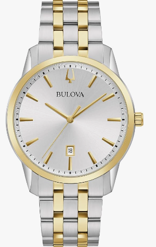 Bulova Reloj clásico Sutton de cuarzo con fecha y calendario de 3 manecillas para hombre, 1.575 in