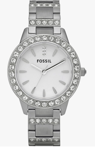 Fossil Jesse - Reloj para mujer con detalles de cristal y correa de acero inoxidable autoajustable