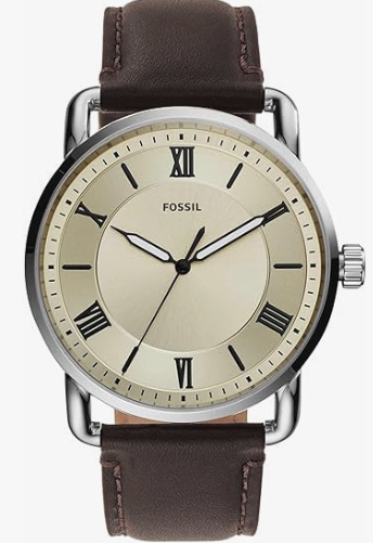 Fossil Copeland - Reloj para hombre con funda delgada y correa de piel auténtica