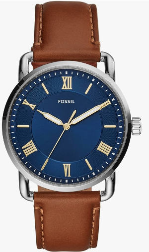 Fossil Copeland - Reloj para hombre con funda delgada y correa de piel auténtica