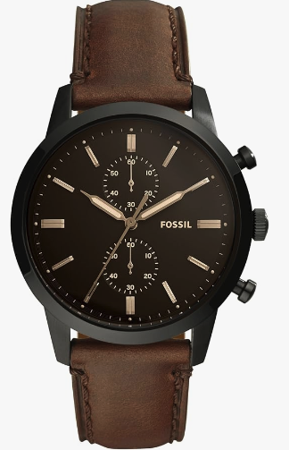 Fossil Townsman - Reloj cronógrafo de cuarzo, casual, de acero inoxidable y cuero, para hombre