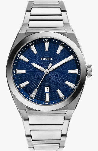 Fossil Everett - Reloj para hombre con correa de acero inoxidable o cuero