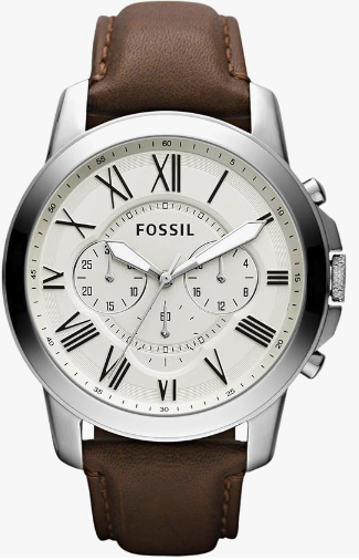Fossil Grant Reloj para hombre con cronógrafo o pantalla automática y correa de cuero genuino o acero inoxidable