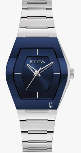 Bulova Reloj moderno de cuarzo de 3 manecillas Gemini para mujer, en forma de Tonneau con cristal de borde a borde