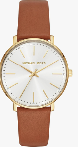 Michael Kors Pyper - Reloj de acero inoxidable para mujer, con correa de acero, cuero o silicona, Dorado/Marrón