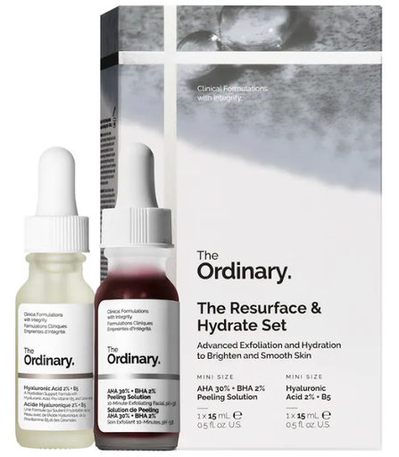 The Ordinary - set Resurface & Hydrate con ácido hialurónico + AHA, un set de dos mini serums