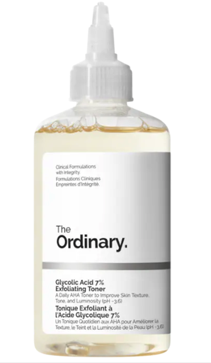 The Ordinary - Tónico exfoliante con ácido glicólico al 7 %, exfoliante superficial diario que suaviza la textura de la piel, unifica el tono y aumenta la luminosidad