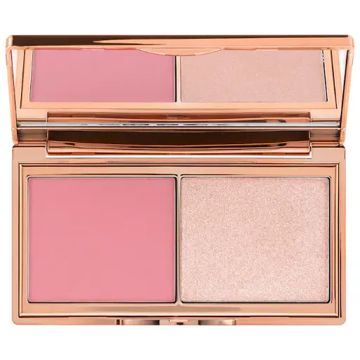 Charlotte Tilbury - Mini Hollywood Blush & Glow Palette, paleta de rubor e iluminador de bolsillo para una piel luminosa y tersa y unas mejillas bonitas y sonrojadas