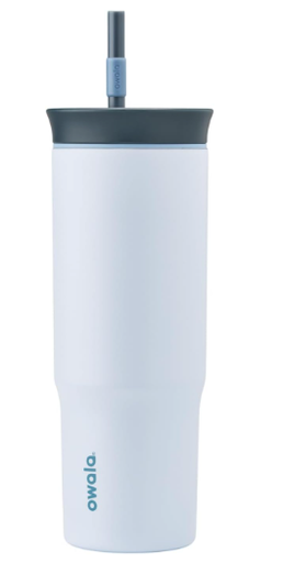 Owala Vaso de viaje aislado de acero inoxidable de triple capa con tapa resistente a derrames y popote