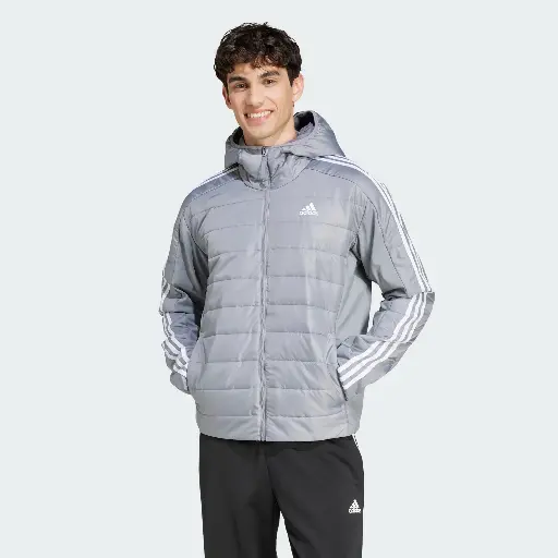 ADIDAS - Chaqueta híbrida con capucha y aislamiento de 3 rayas Essentials para hombre