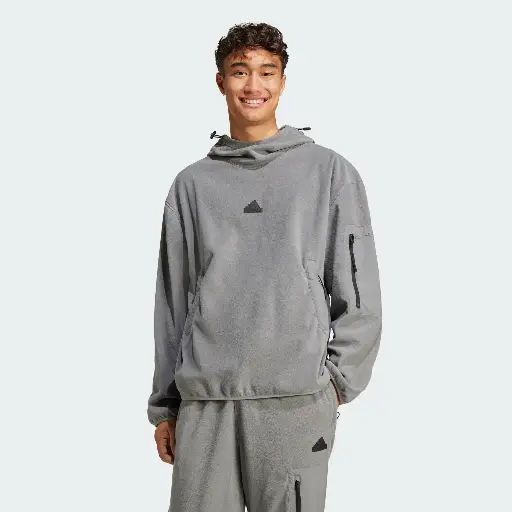 ADIDAS - Sudadera con capucha polar City Escape para hombre Gris