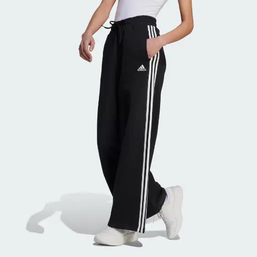 ADIDAS - Pantalones anchos de felpa francesa con 3 rayas Essentials para mujer