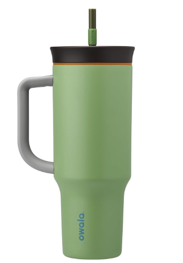 Owala Vaso de viaje aislado de acero inoxidable de triple capa con tapa resistente a derrames y popote