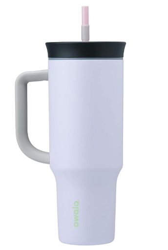 Owala Vaso de viaje aislado de acero inoxidable de triple capa con tapa resistente a derrames y popote