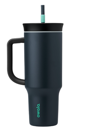 Owala Vaso de viaje aislado de acero inoxidable de triple capa con tapa resistente a derrames y popote