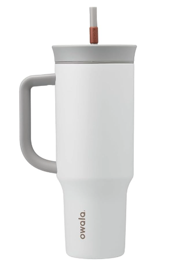 Owala Vaso de viaje aislado de acero inoxidable de triple capa con tapa resistente a derrames y popote