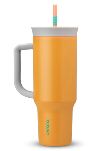 Owala Vaso de viaje aislado de acero inoxidable de triple capa con tapa resistente a derrames y popote