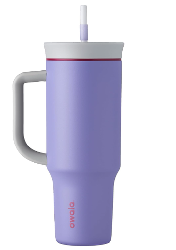 Owala Vaso de viaje aislado de acero inoxidable de triple capa con tapa resistente a derrames y popote