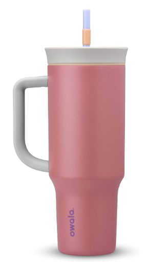 Owala Vaso de viaje aislado de acero inoxidable de triple capa con tapa resistente a derrames y popote
