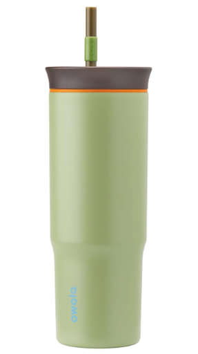 Owala Vaso de viaje aislado de acero inoxidable de triple capa con tapa resistente a derrames y popote