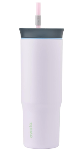 Owala Vaso de viaje aislado de acero inoxidable de triple capa con tapa resistente a derrames y popote