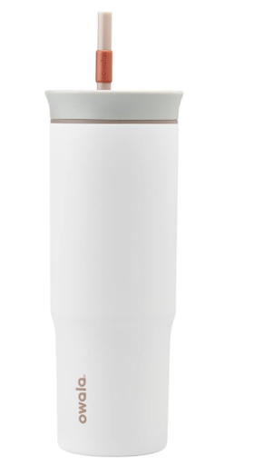Owala Vaso de viaje aislado de acero inoxidable de triple capa con tapa resistente a derrames y popote