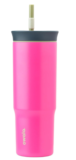 Owala Vaso de viaje aislado de acero inoxidable de triple capa con tapa resistente a derrames y popote