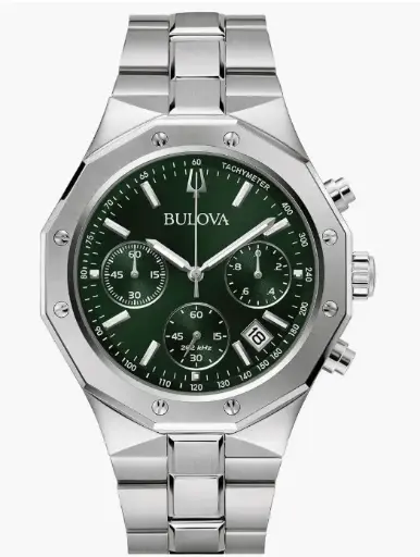 Bulova Reloj cronógrafo clásico de 6 manecillas para hombre, de alto rendimiento, cuarzo, plateado, acero inoxidable