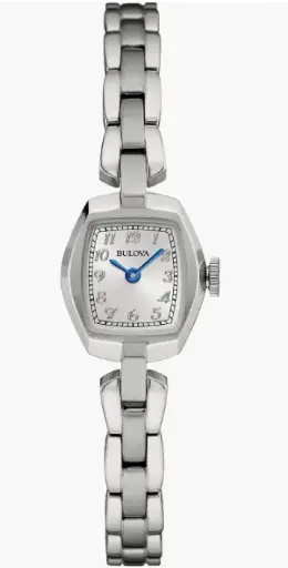 Bulova Mini reloj de cuarzo de 2 manecillas para mujer, acero inoxidable, marcadores árabes