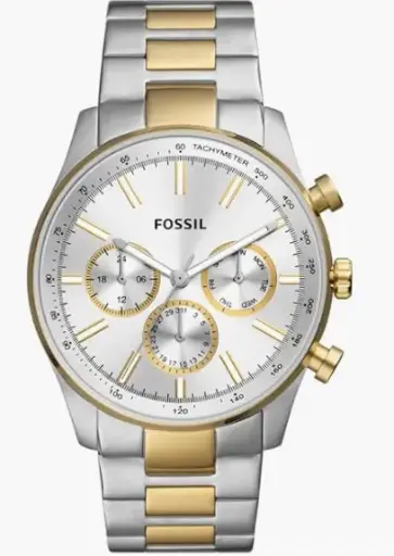 Fossil Reloj multifunción de acero inoxidable de dos tonos.
