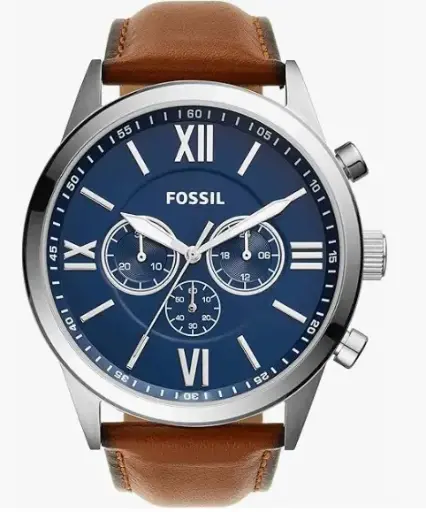 Fossil Cronógrafo Reloj de cuero marrón, Marrón.